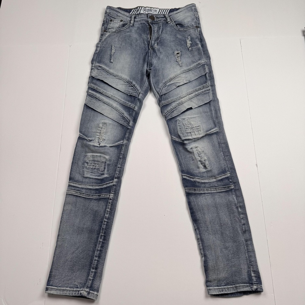 RGSTR Jeans Womens 18 26x29 Light Wash Moto Skinny Distressed Denim Biker Pants